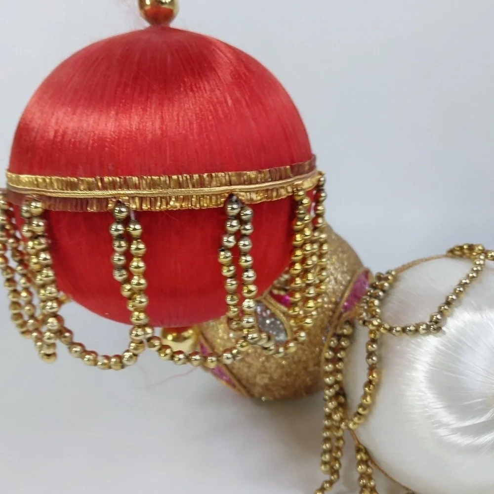 Vintage Round Spun Satin Push Pin Beaded Christmas And Sparkle‎ Ornaments